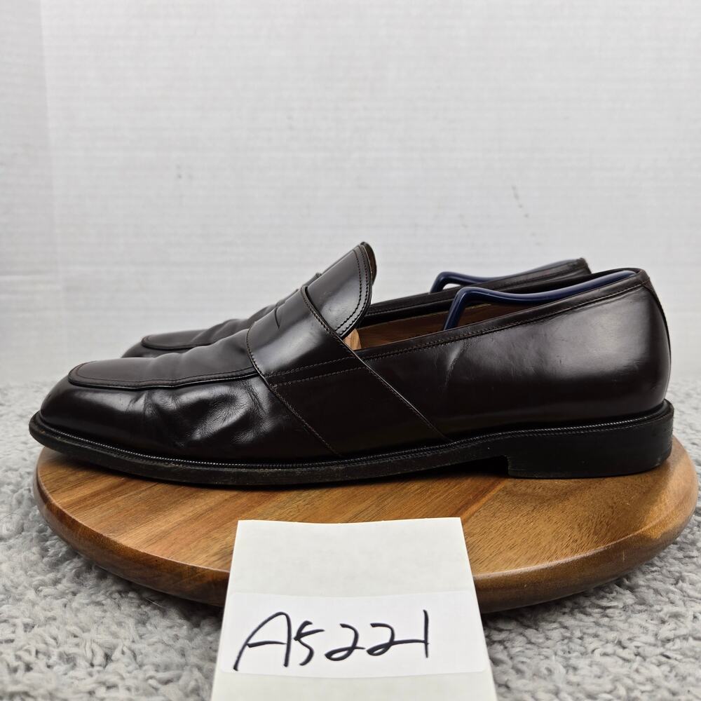 VTG Salvatore Ferragamo Mens 11.5D Brown Leather Daily Full Strap Penny Loafer
